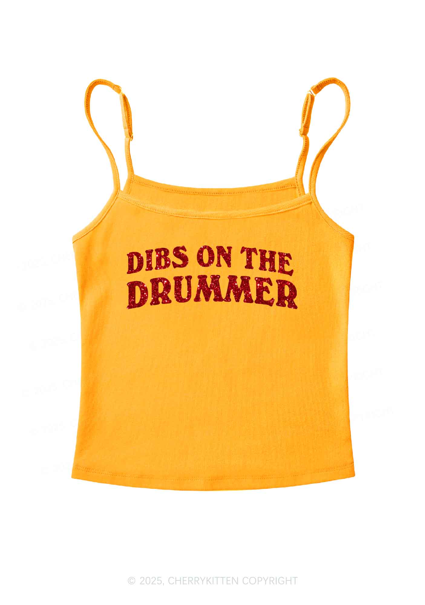 Glitter Dibs On The Drummer Y2K Spaghetti Strap Cami Cherrykitten