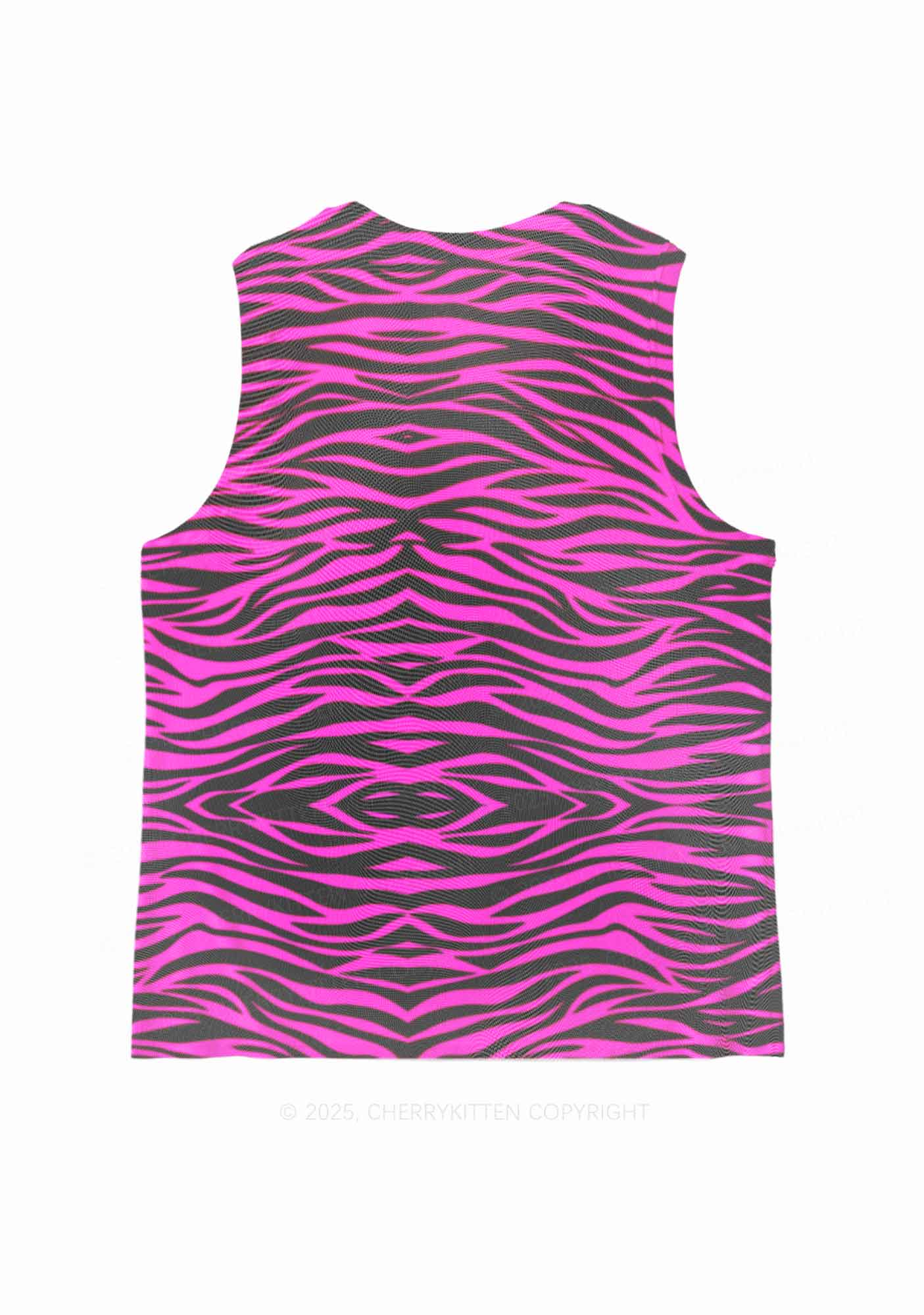 Pink Zebra Y2K Mesh Muscle Tank Cherrykitten