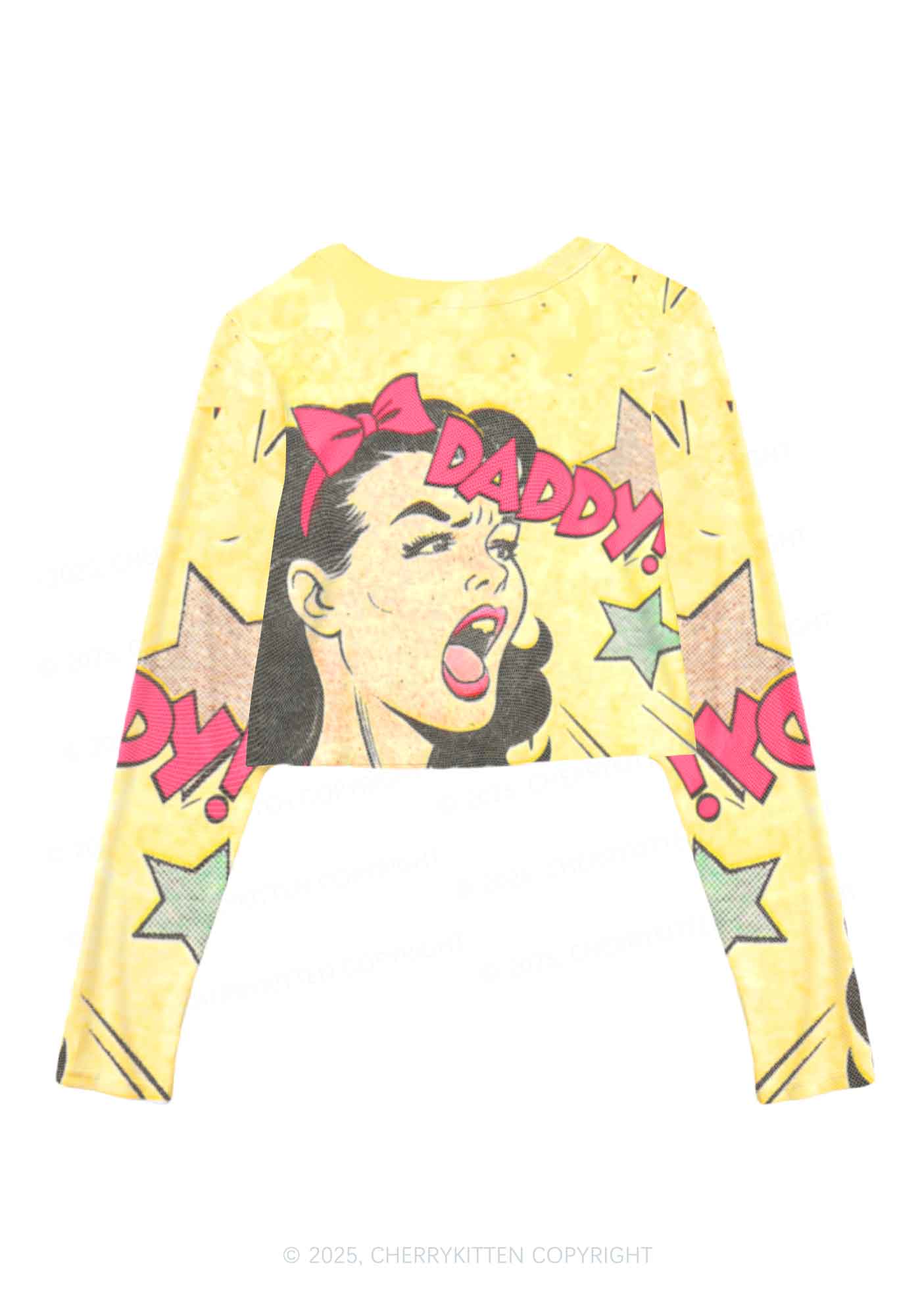Call Daddy Y2K Mesh Long Sleeve Crop Top Cherrykitten