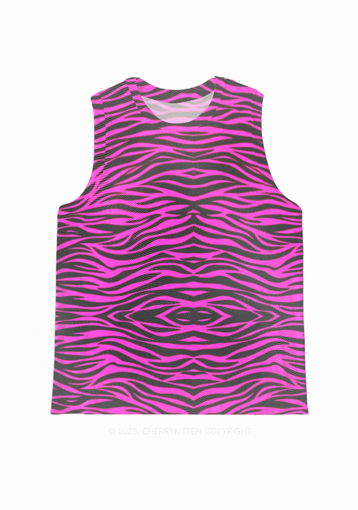 Pink Zebra Y2K Mesh Muscle Tank Cherrykitten