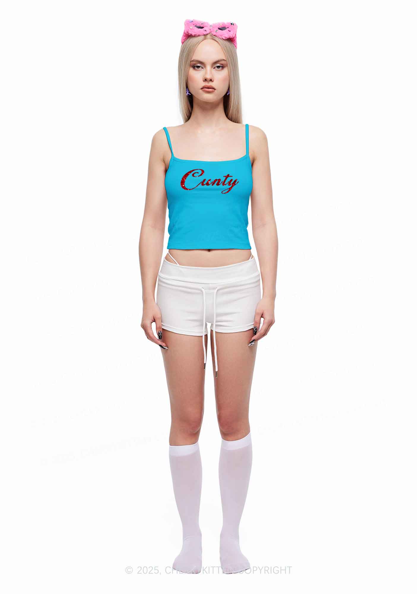 Glitter Cunty Y2K Spaghetti Strap Cami Cherrykitten