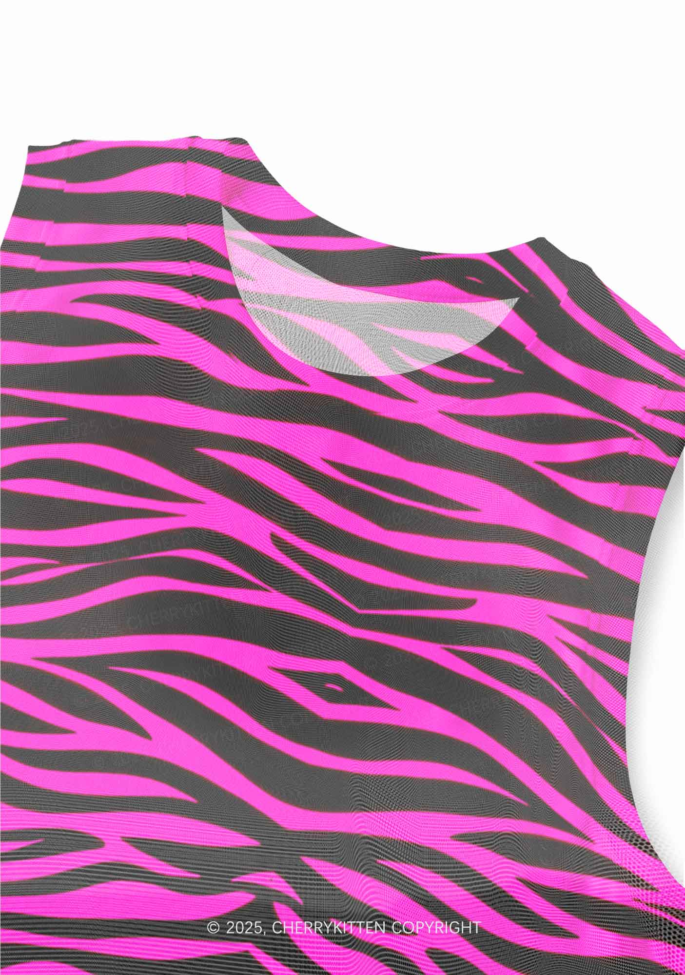 Pink Zebra Y2K Mesh Muscle Tank Cherrykitten