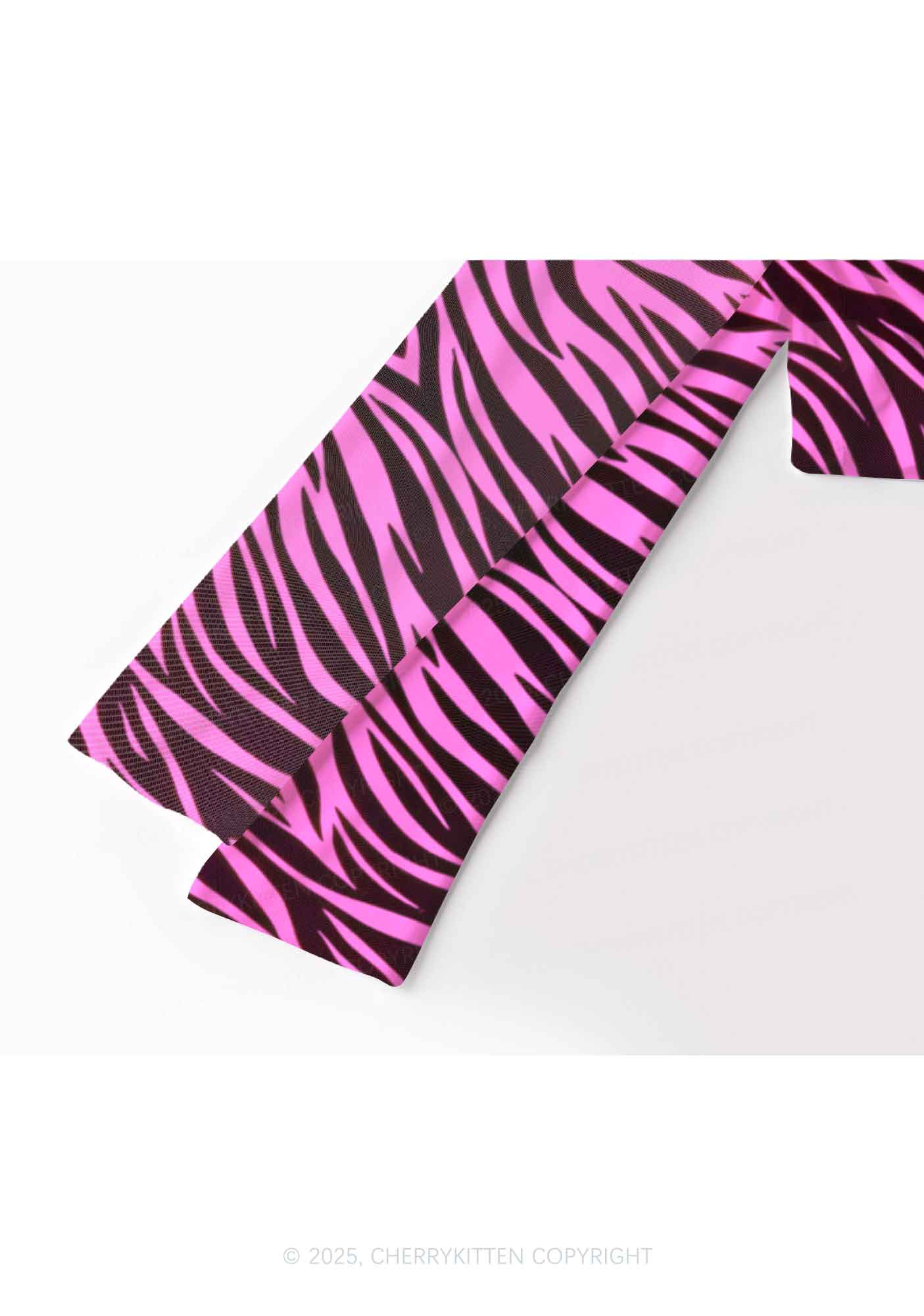 Pink Zebra Y2K Mesh Long Sleeve Crop Top Cherrykitten
