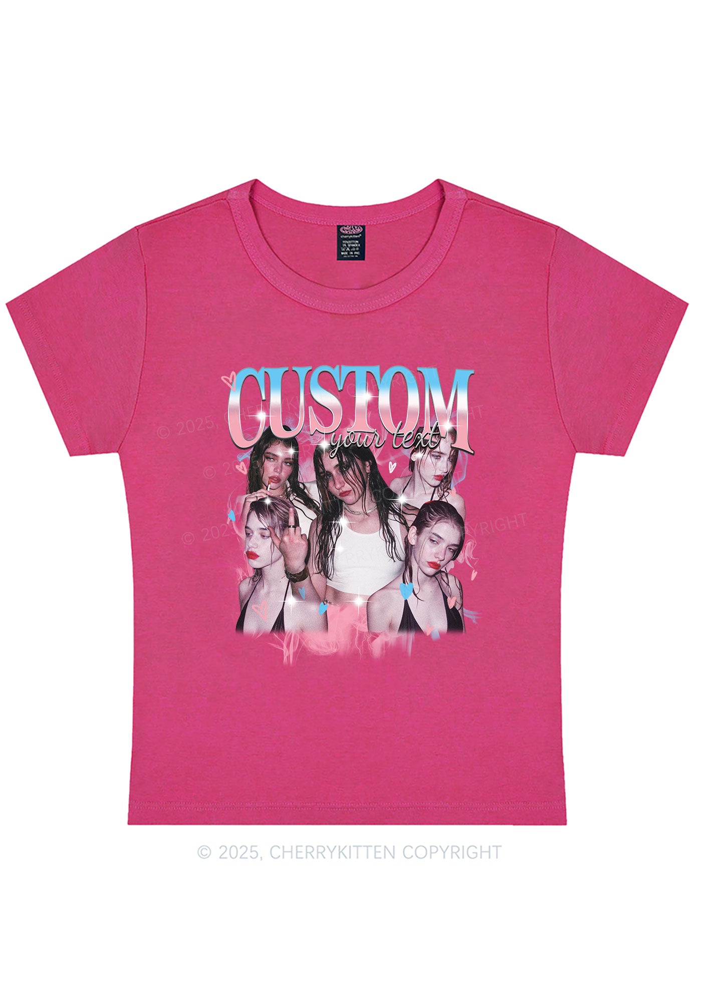 Custom Photo Trans Pride Y2K Baby Tee Cherrykitten