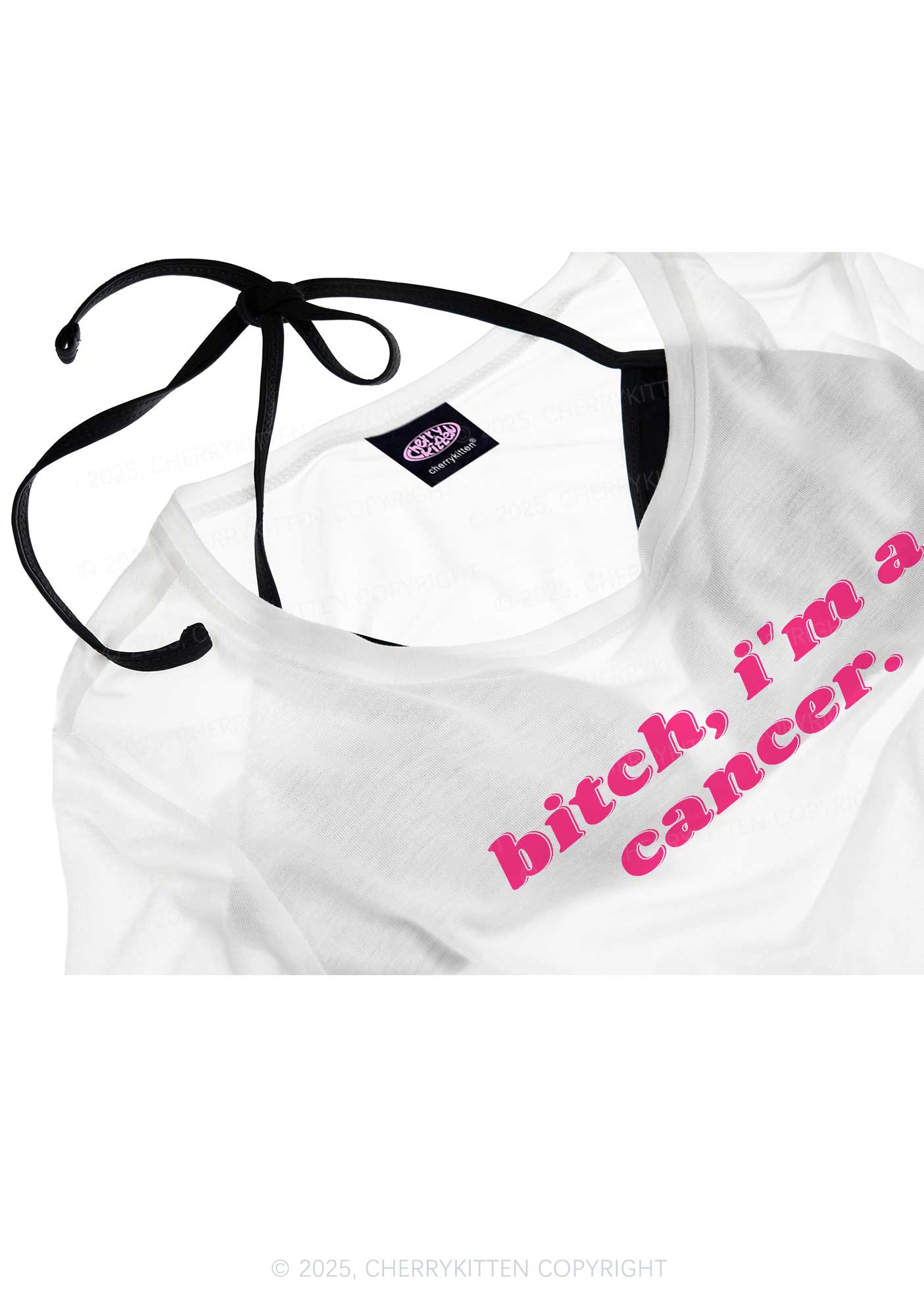 Bxtch Im A Custom Zodiac Y2K Sheer Crop Tee Cherrykitten
