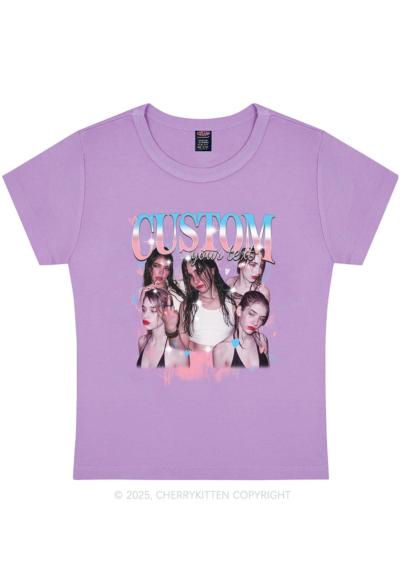 Custom Photo Trans Pride Y2K Baby Tee Cherrykitten