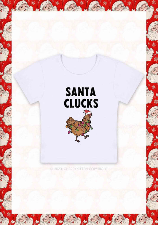 Santa Hat Clucks Christmas Y2K Baby Tee Cherrykitten