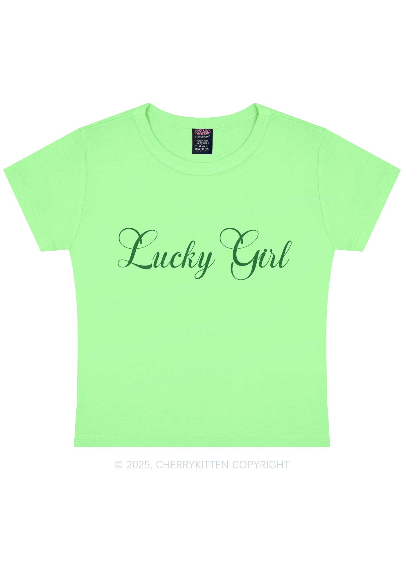 Lucky Girl St Patricks Y2K Baby Tee Cherrykitten