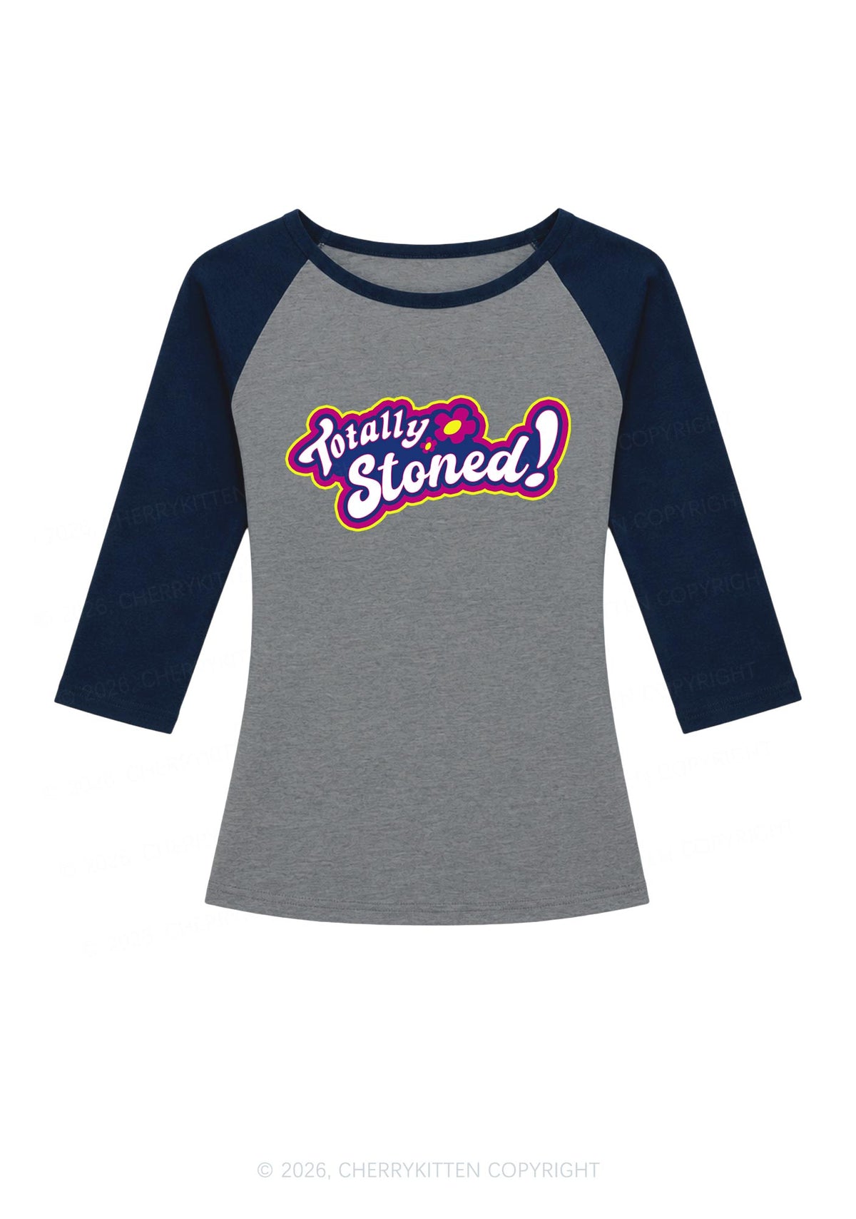Totally Stoned Y2K Raglan Sleeve Crop Top Cherrykitten