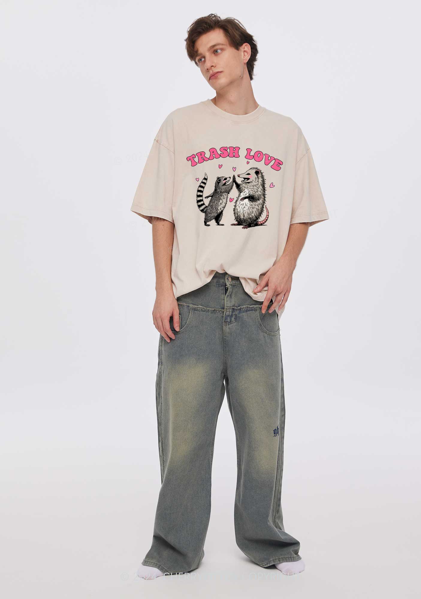 Trash Love Y2K Valentine's Day Washed Tee Cherrykitten
