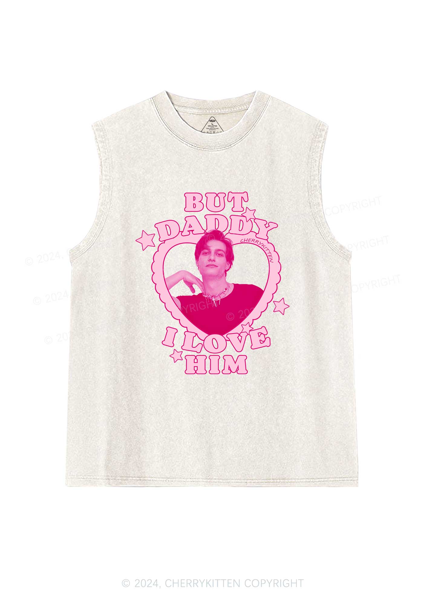 Custom I Love Him Photo Y2K Valentine's Day Washed Tank Cherrykitten