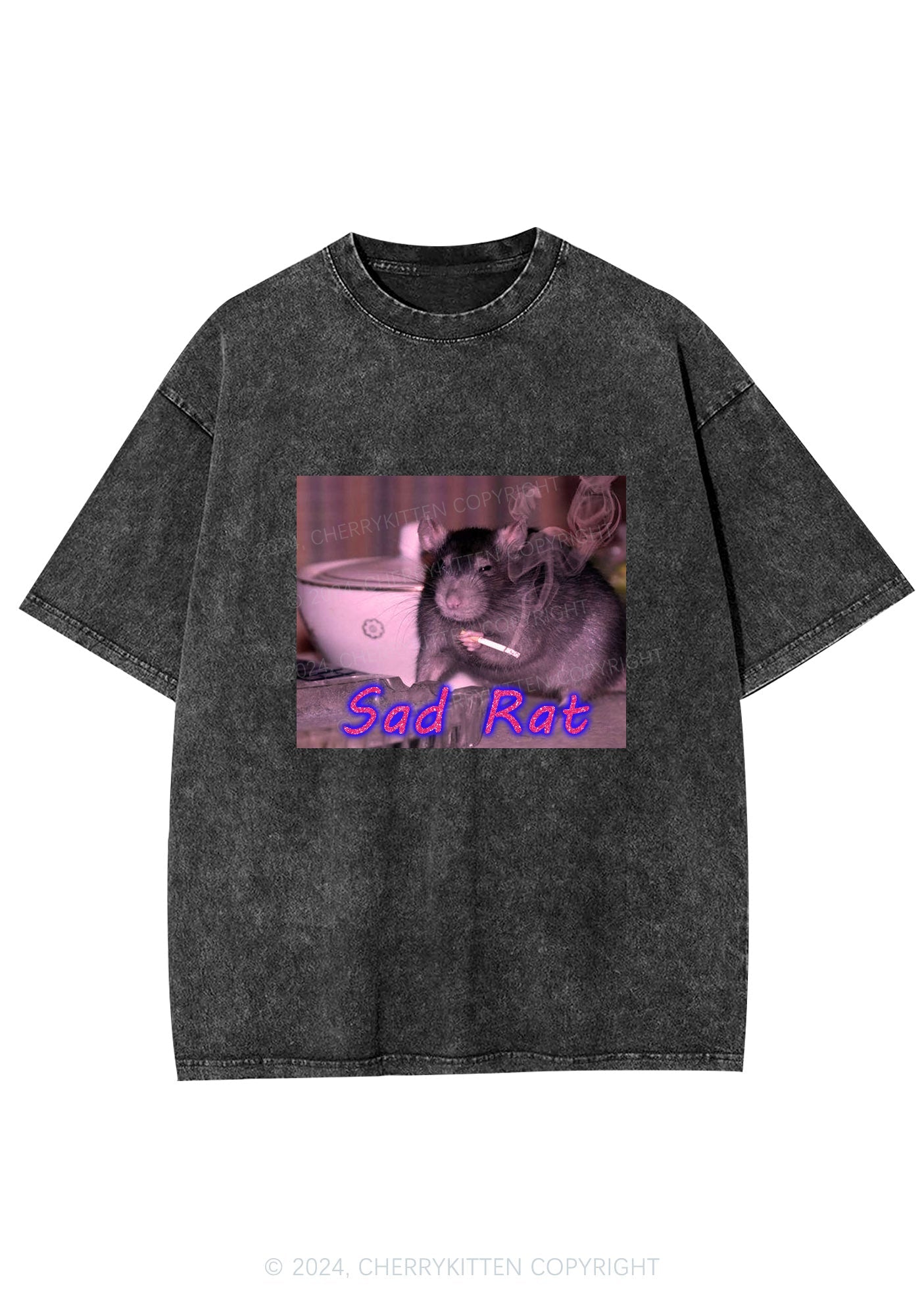 Sad Rat Y2K Washed Tee Cherrykitten