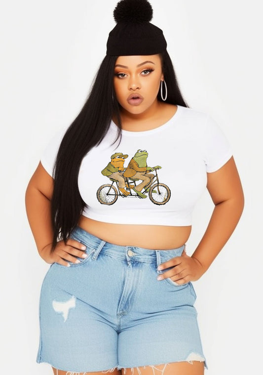 Curvy Frogs Ride Bike Baby Tee