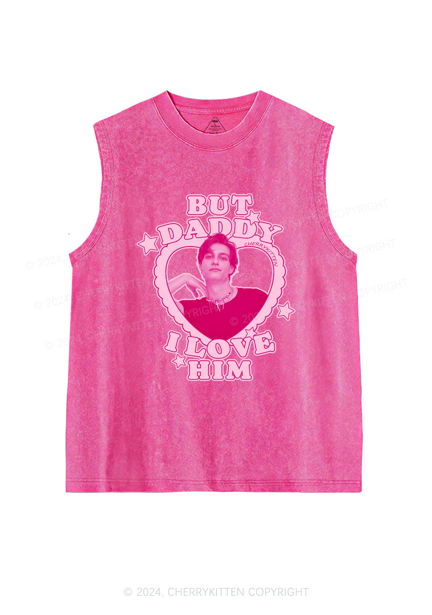 Custom I Love Him Photo Y2K Valentine's Day Washed Tank Cherrykitten