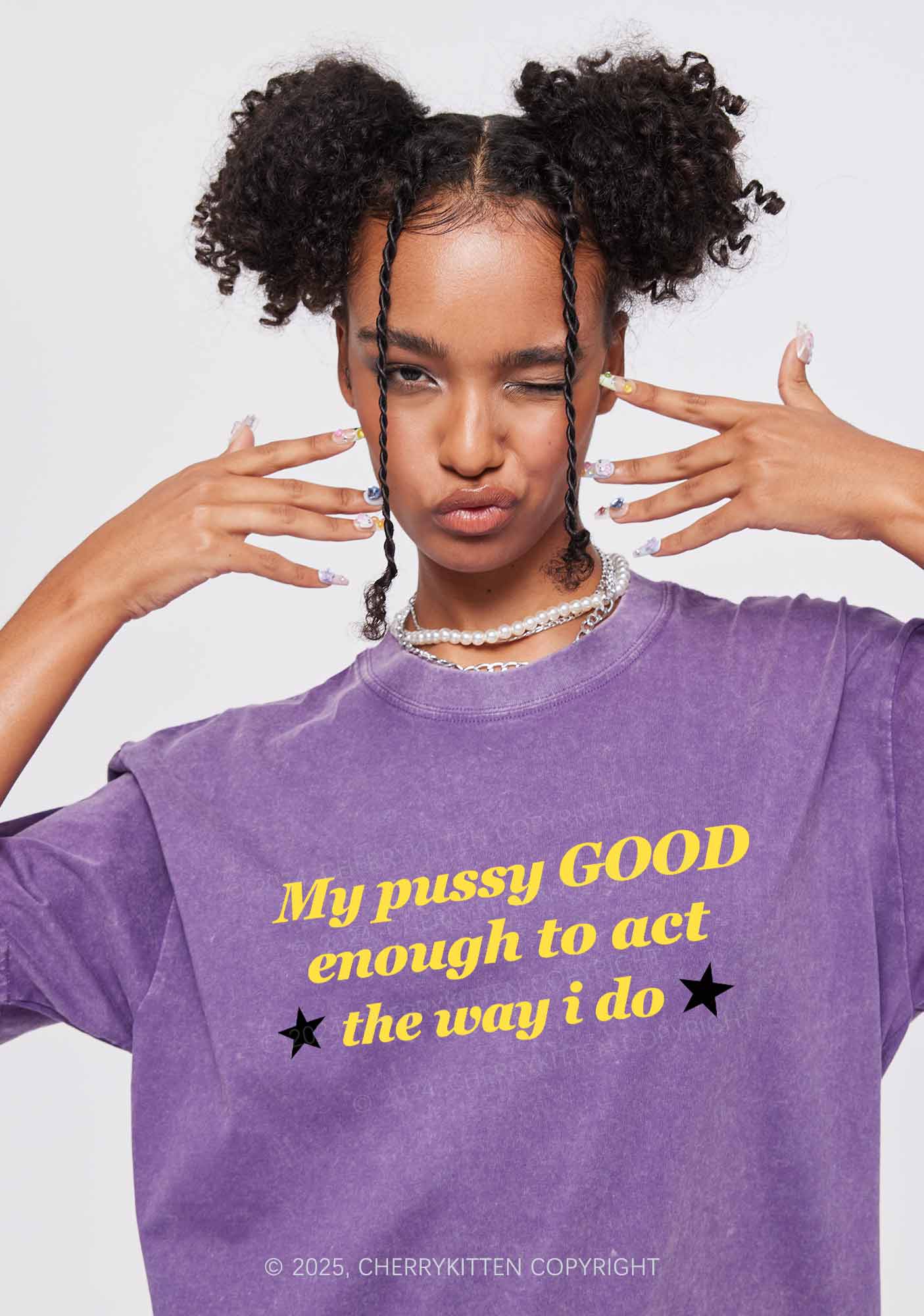 Good Enough To Act Y2K Shirts Washed Tee Cherrykitten