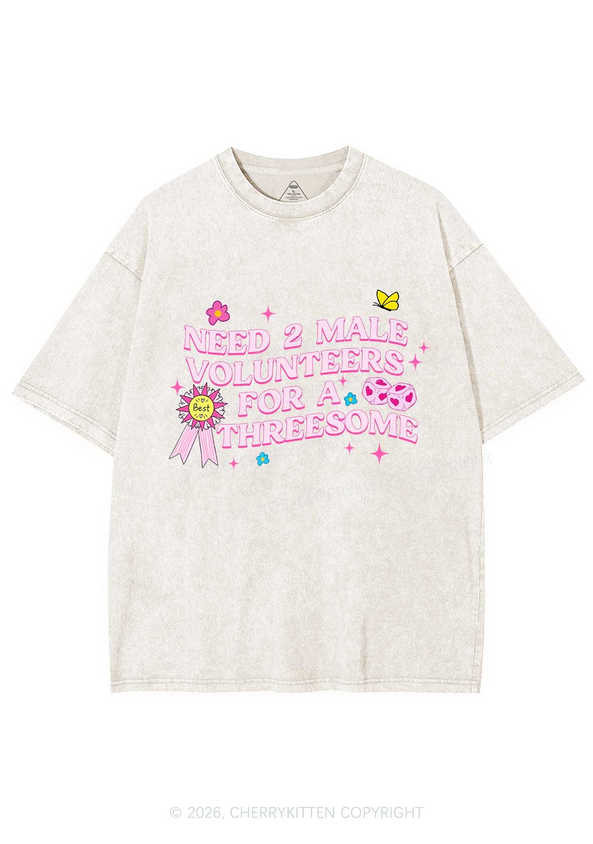 Two Male Volunteers For Threesome Y2K Shirts Washed Tee Cherrykitten