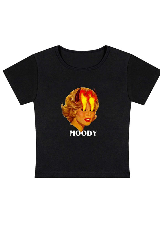 Moody Angry Woman Y2K Baby Tee
