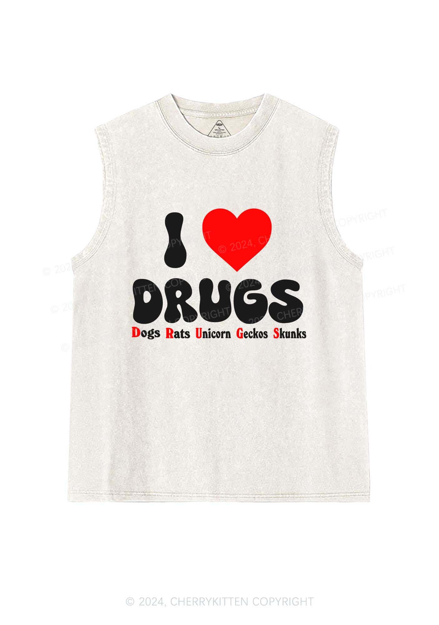 I Love Drxgs Y2K Washed Tank Cherrykitten