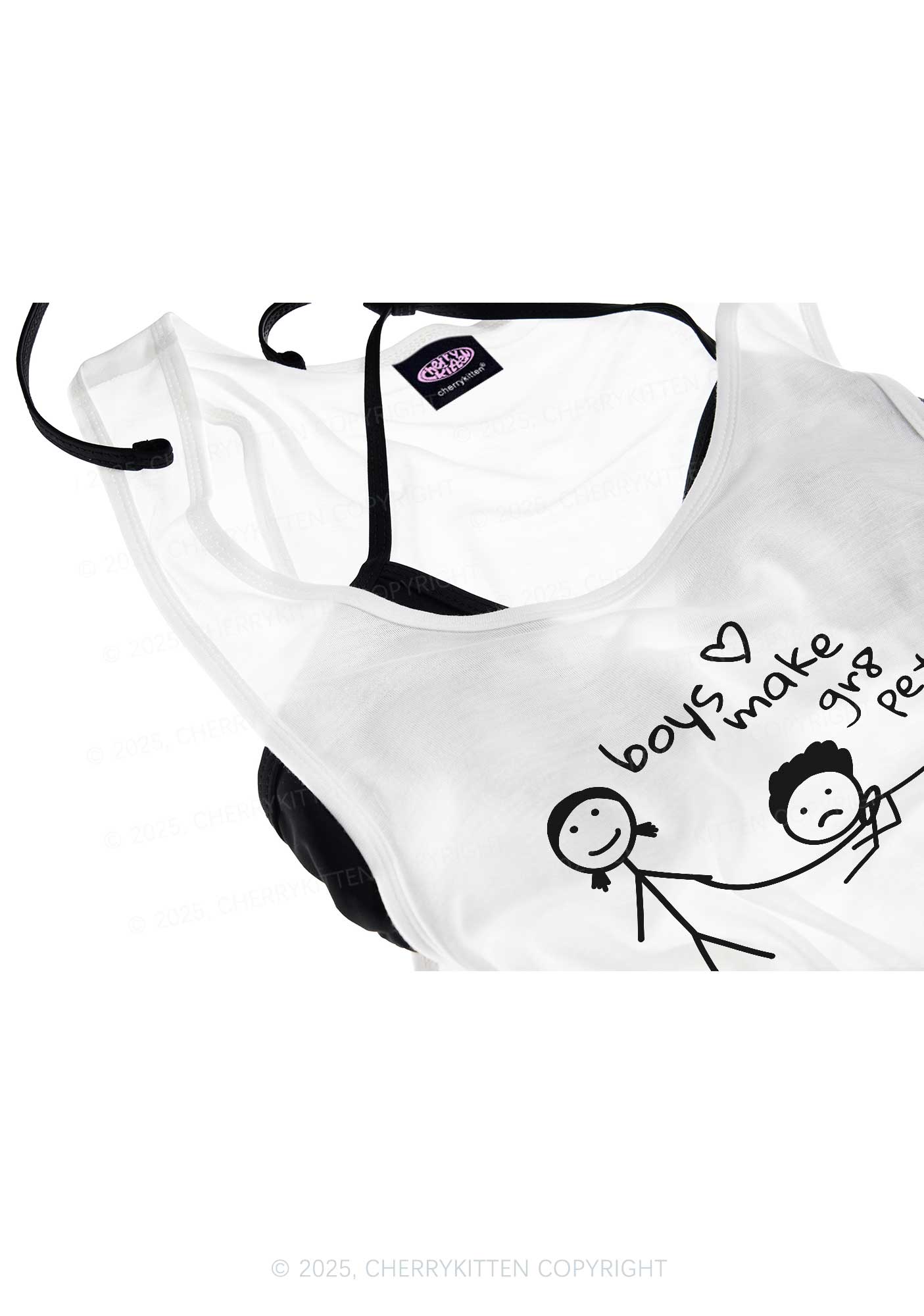 Boys Make Gr8 Pets Y2K Sheer Boyfriend Tank Cherrykitten