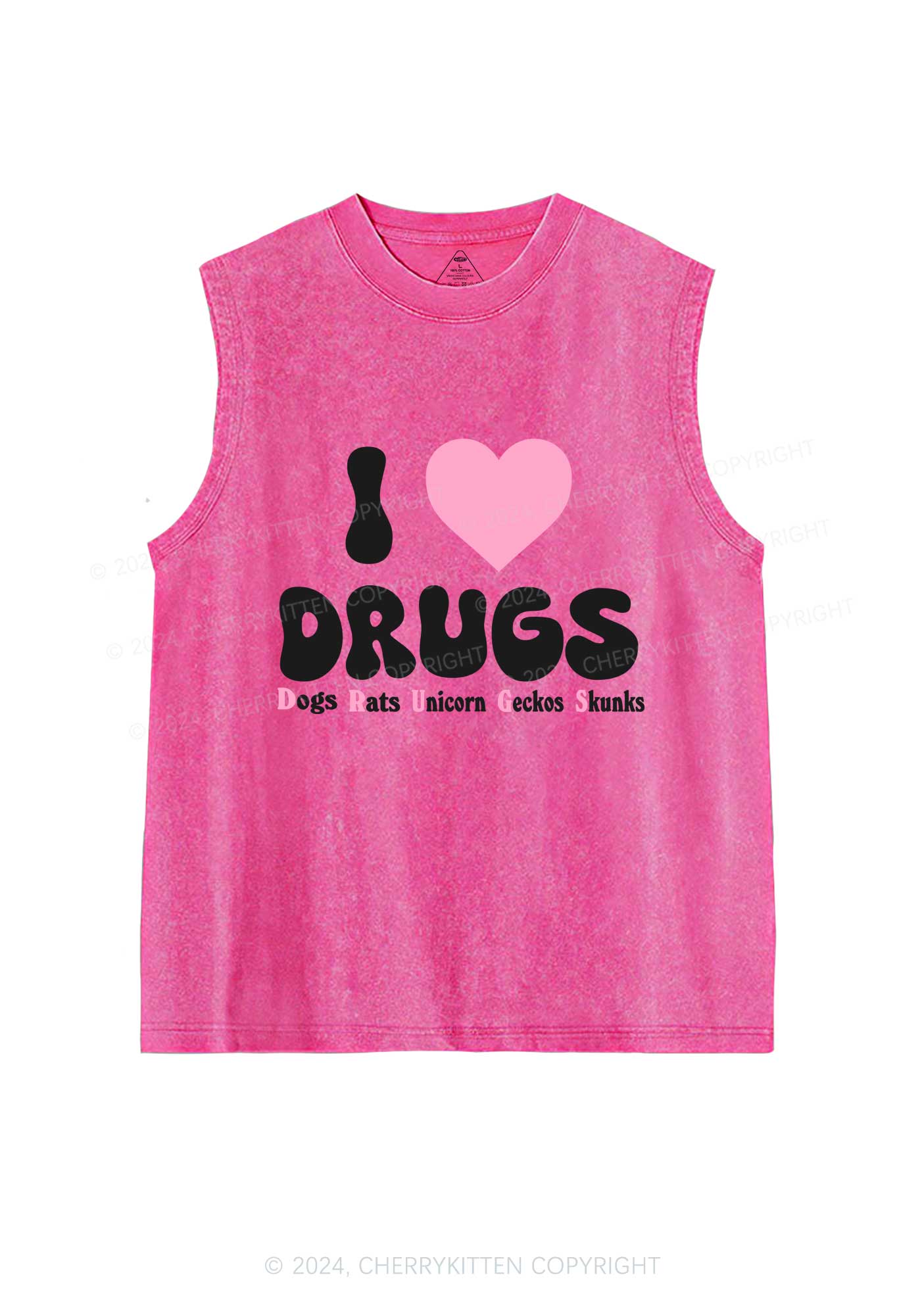 I Love Drxgs Y2K Washed Tank Cherrykitten