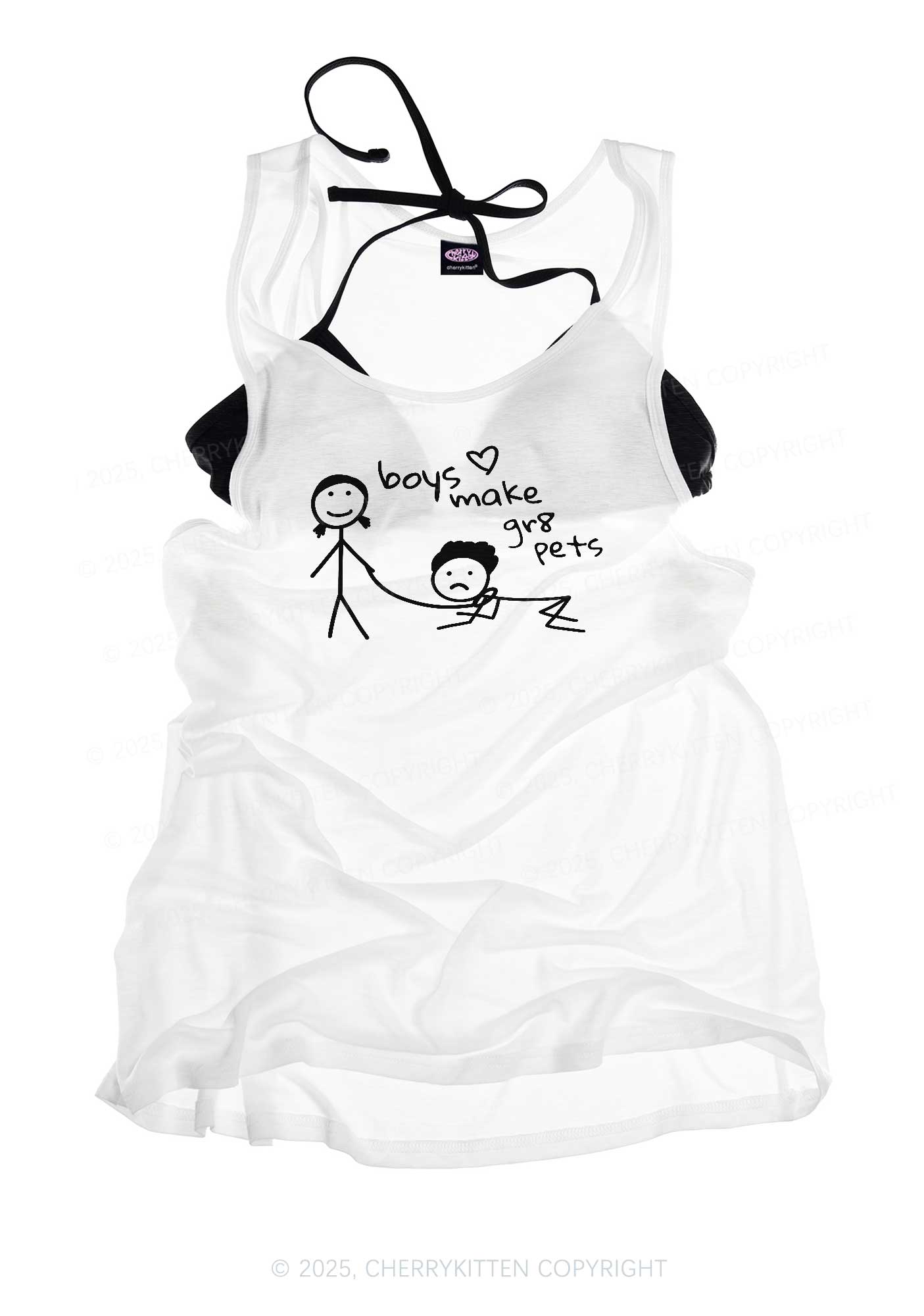 Boys Make Gr8 Pets Y2K Sheer Boyfriend Tank Cherrykitten