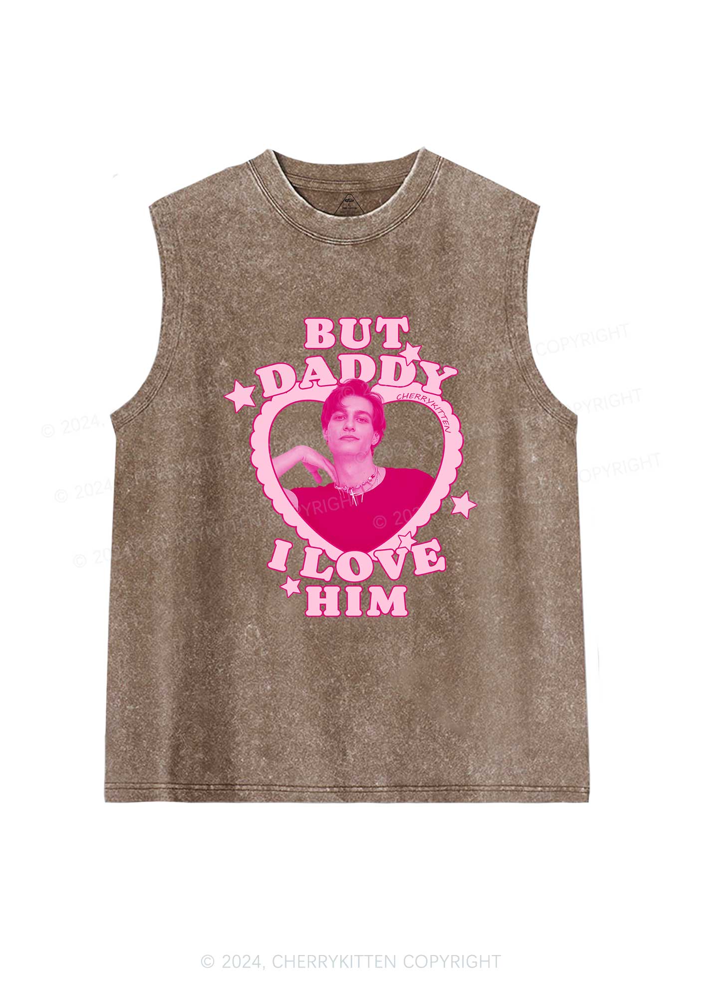 Custom I Love Him Photo Y2K Valentine's Day Washed Tank Cherrykitten