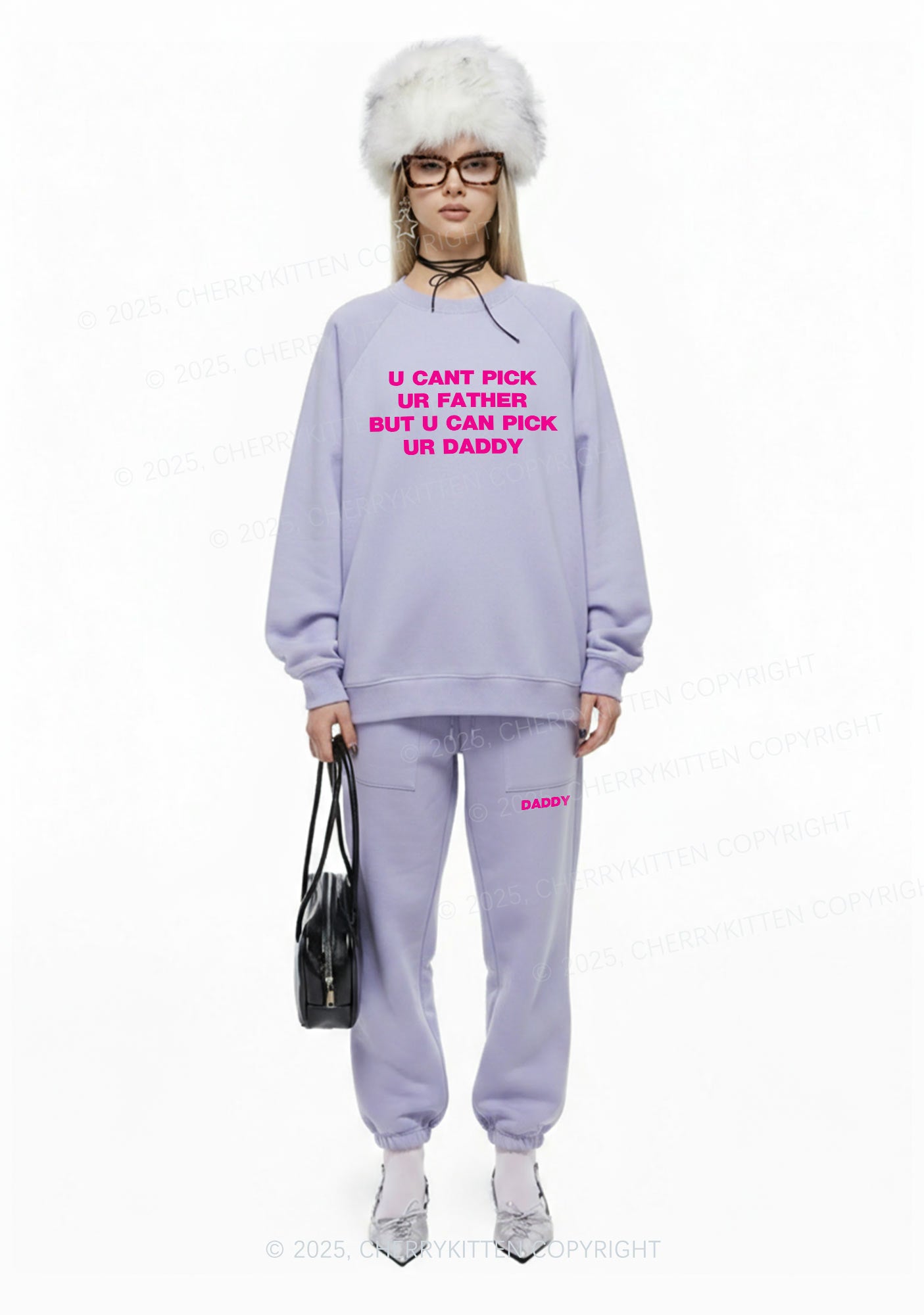 U Can Pick Ur Daddy Y2K Fleece Sweatshirts Set Cherrykitten