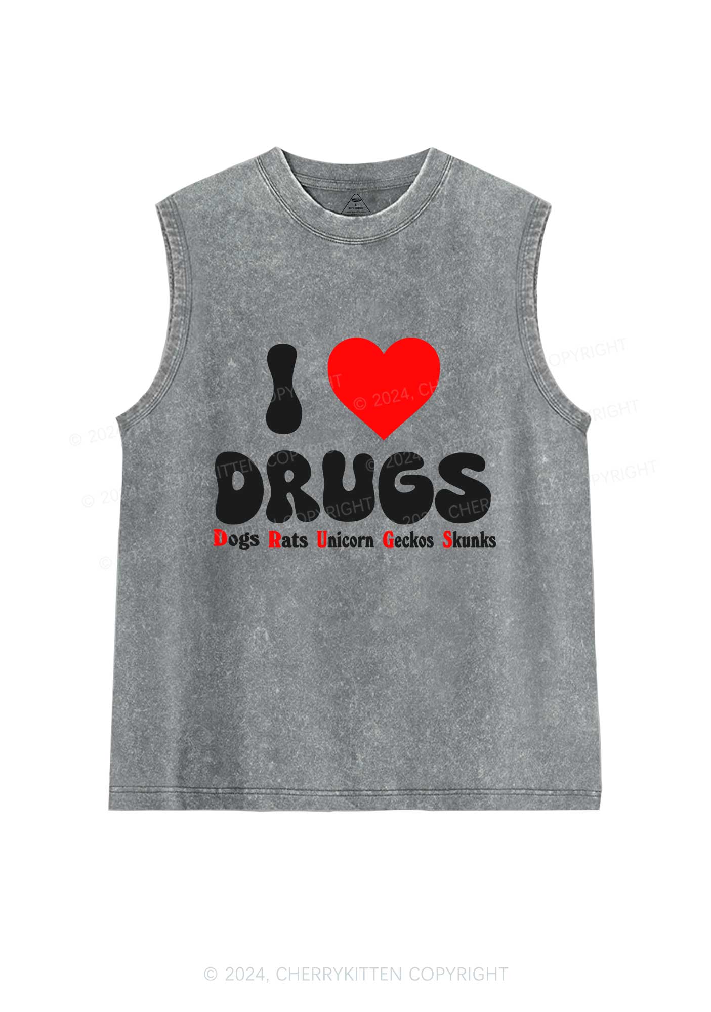 I Love Drxgs Y2K Washed Tank Cherrykitten