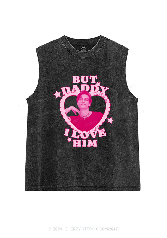 Custom I Love Him Photo Y2K Valentine's Day Washed Tank Cherrykitten