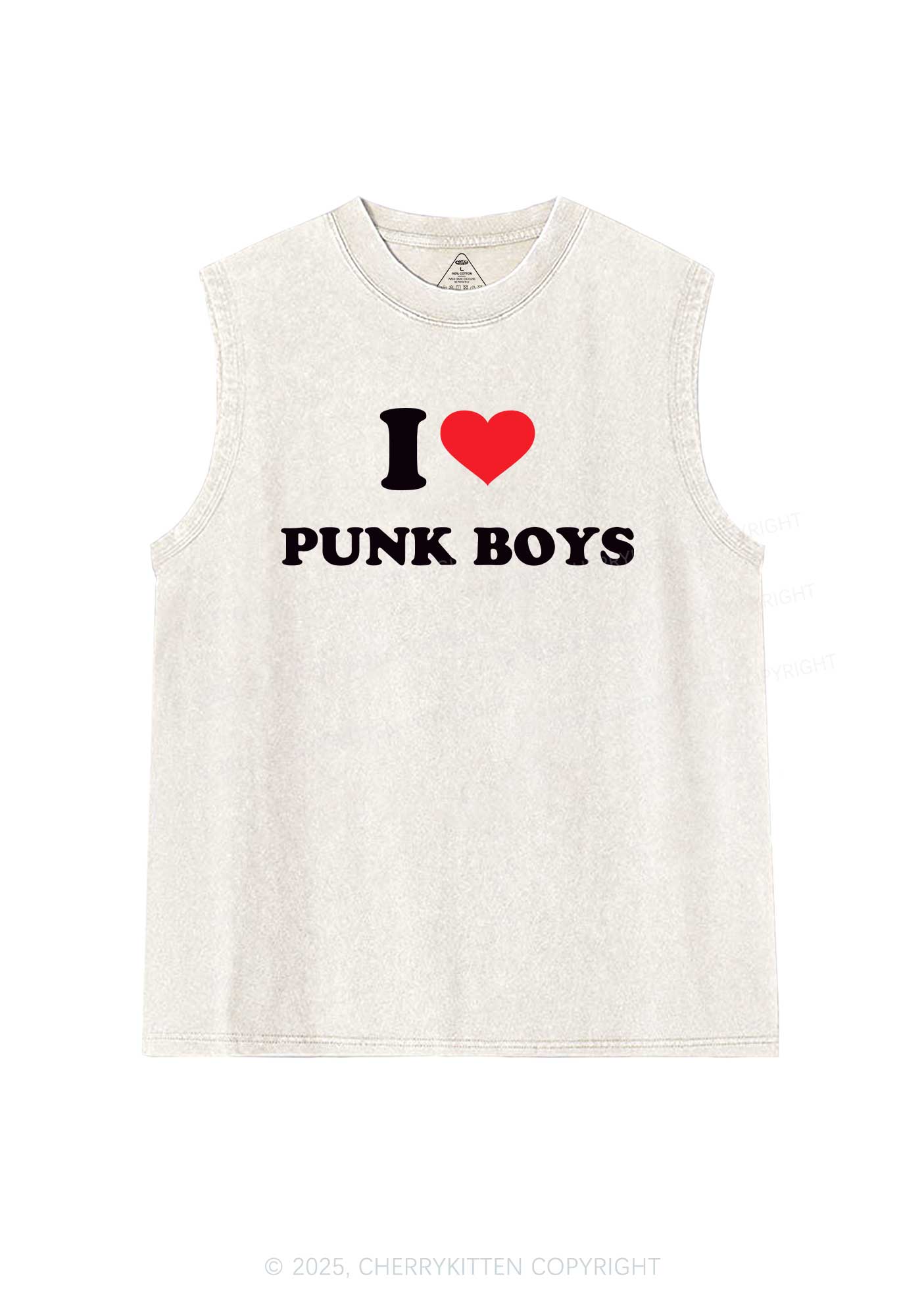 I Love Punk Boys Y2K Washed Muscle Tank Cherrykitten