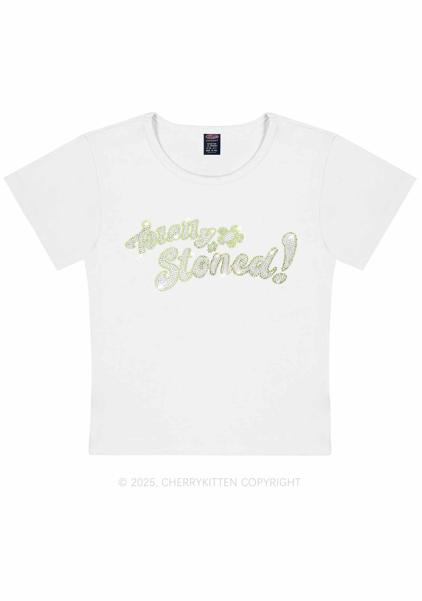 Rhinestone Totally Stoned Y2K Baby Tee Cherrykitten