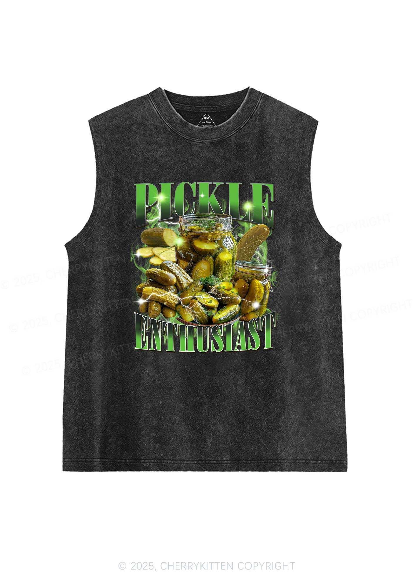 Pickle Enthusiast Y2K Washed Muscle Tank Cherrykitten