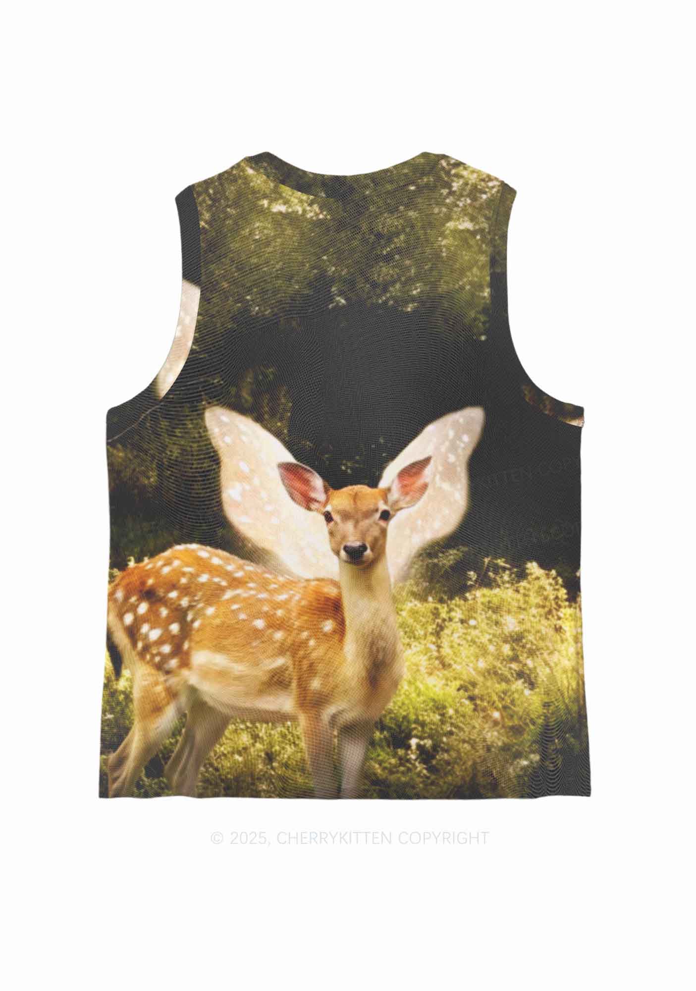 Forest Deer Y2K Mesh Muscle Tank Cherrykitten