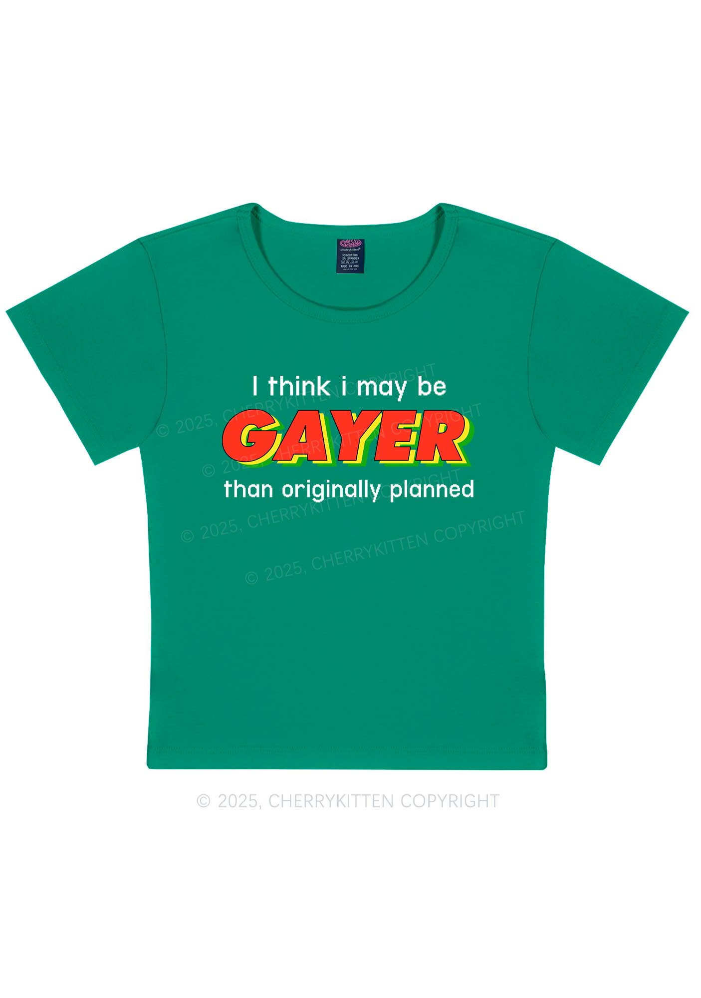 I May Be Gayer Pride Y2K Baby Tee Cherrykitten