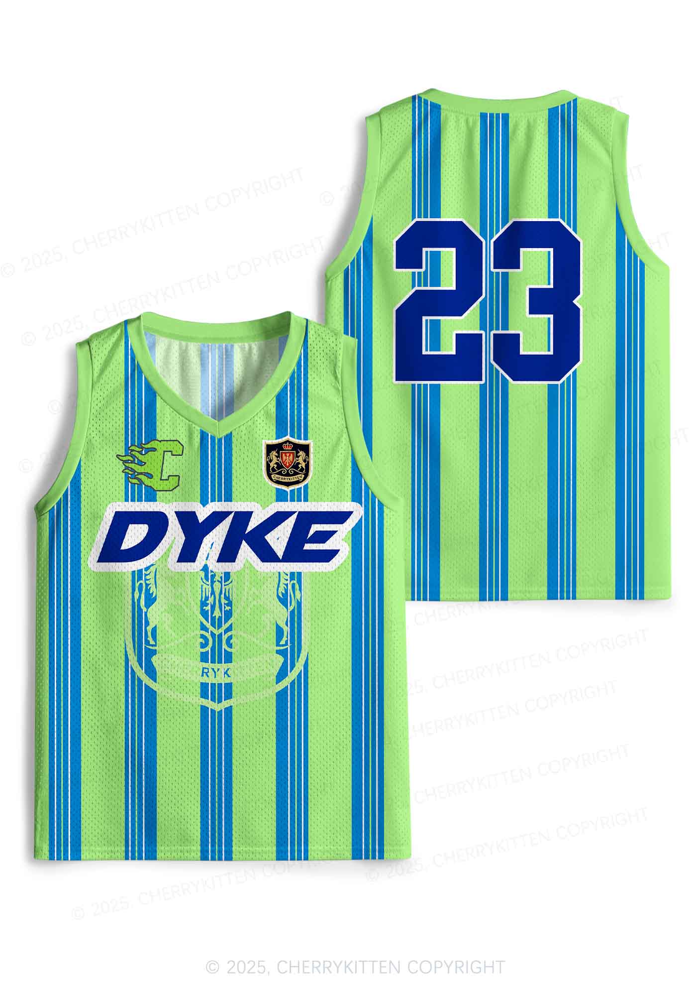 Custom Green DYKE Pride Y2K Sport Jersey Tank Cherrykitten