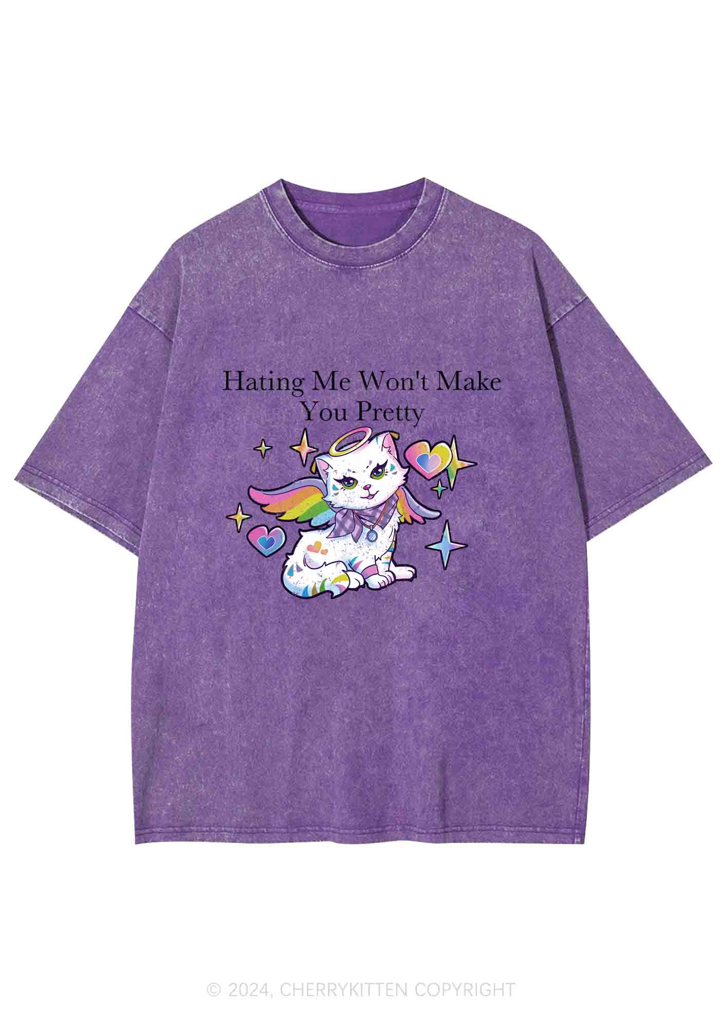 Hating Me Won't Make You Pretty Y2K Washed Tee Cherrykitten