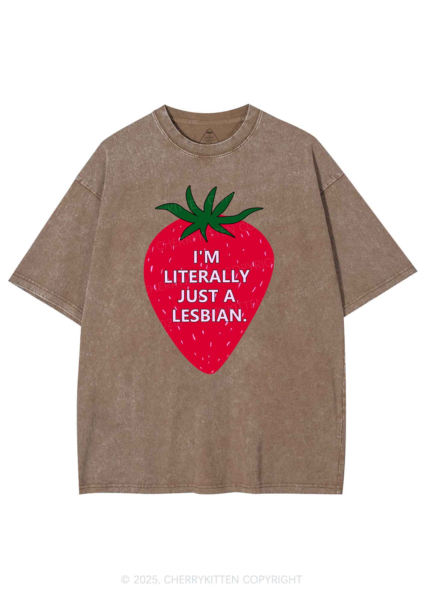 Lesbian Strawberry Pride Y2K Shirts Washed Tee Cherrykitten