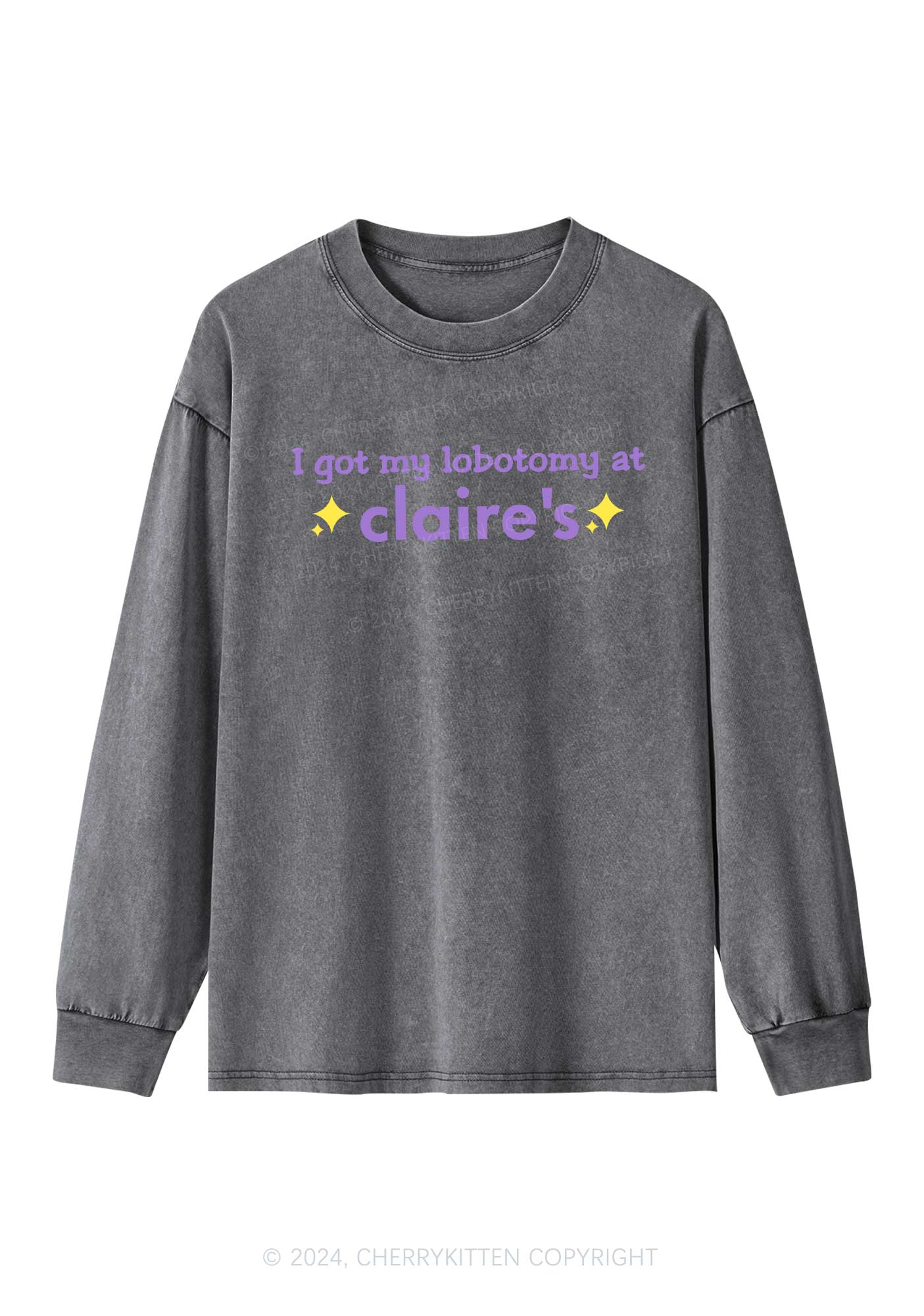 I Got My Lobotomy At Claire's Y2K Washed Long Sleeves Cherrykitten