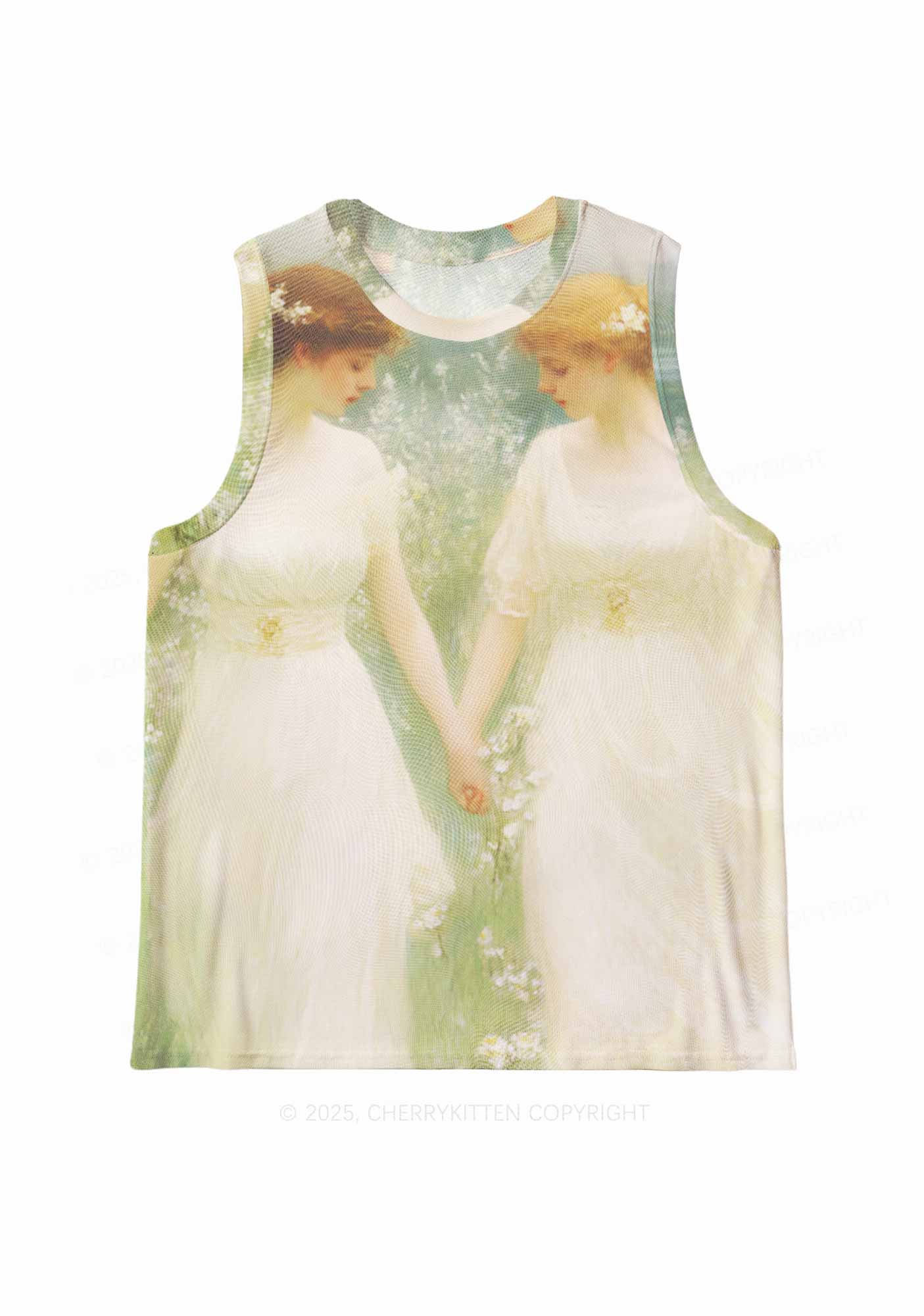 Lesbian Fairy Pride Y2K Mesh Muscle Tank Cherrykitten