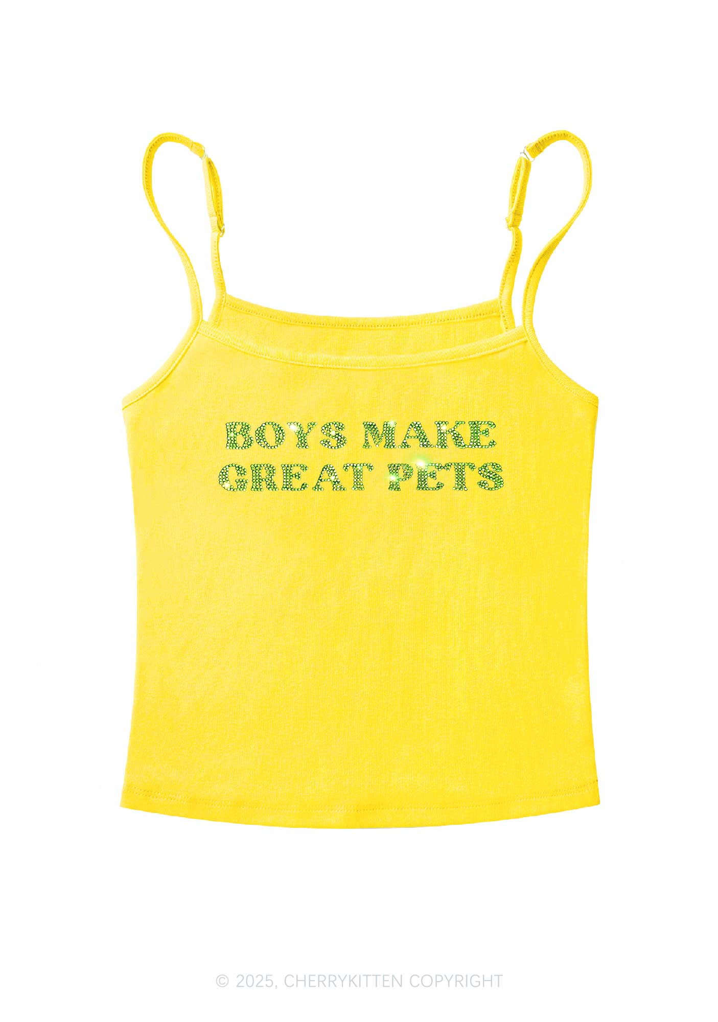 Rhinestone Boys Make Gr8 Pets Y2K Spaghetti Strap Cami Cherrykitten