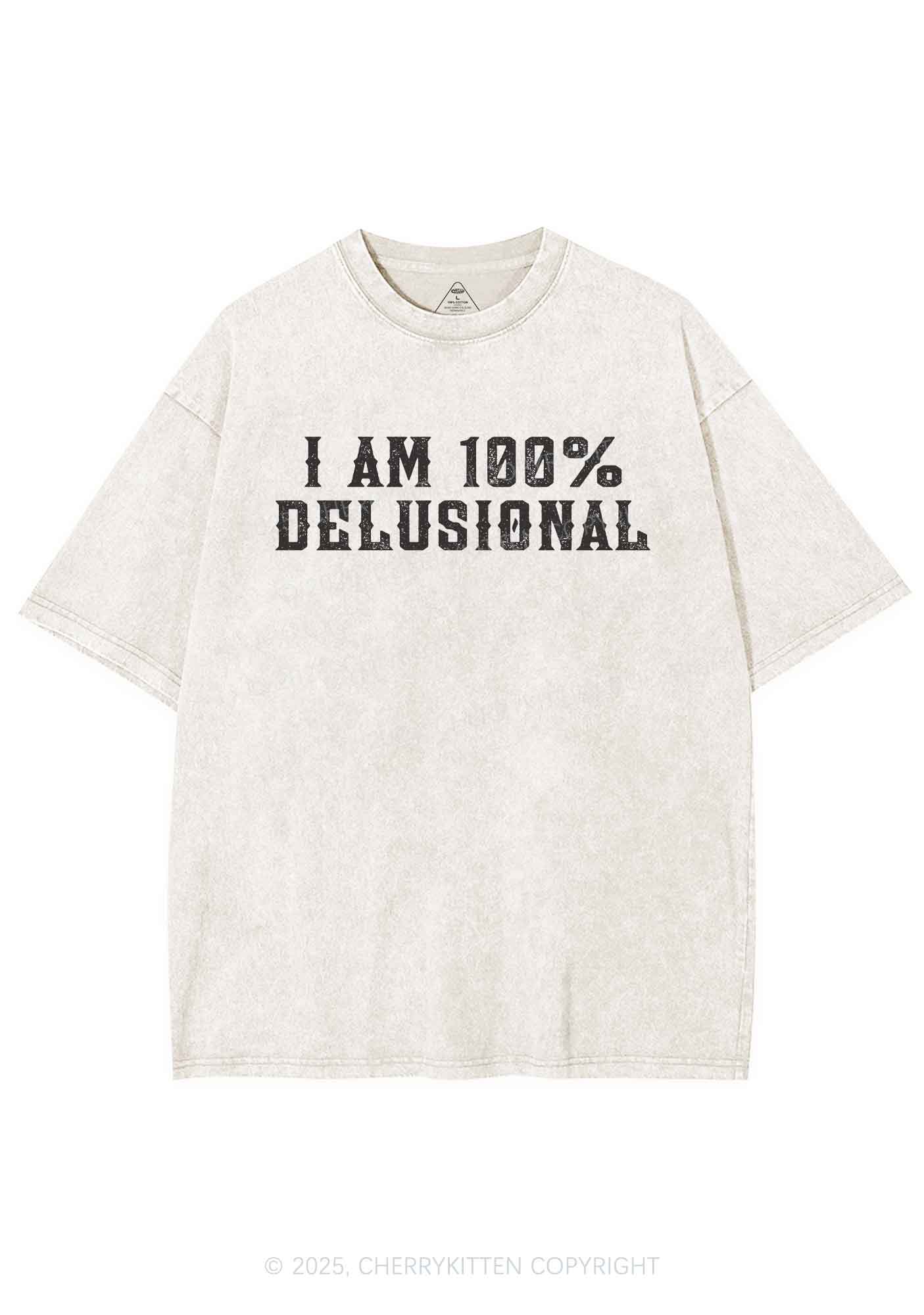 I Am Delusional Y2K Washed Tee Cherrykitten