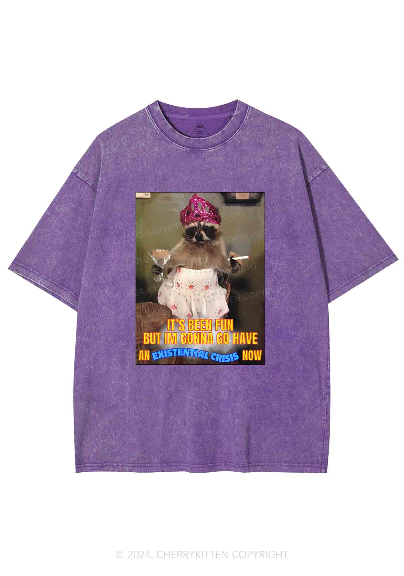 Raccoon Existential Crisis Y2K Washed Tee Cherrykitten