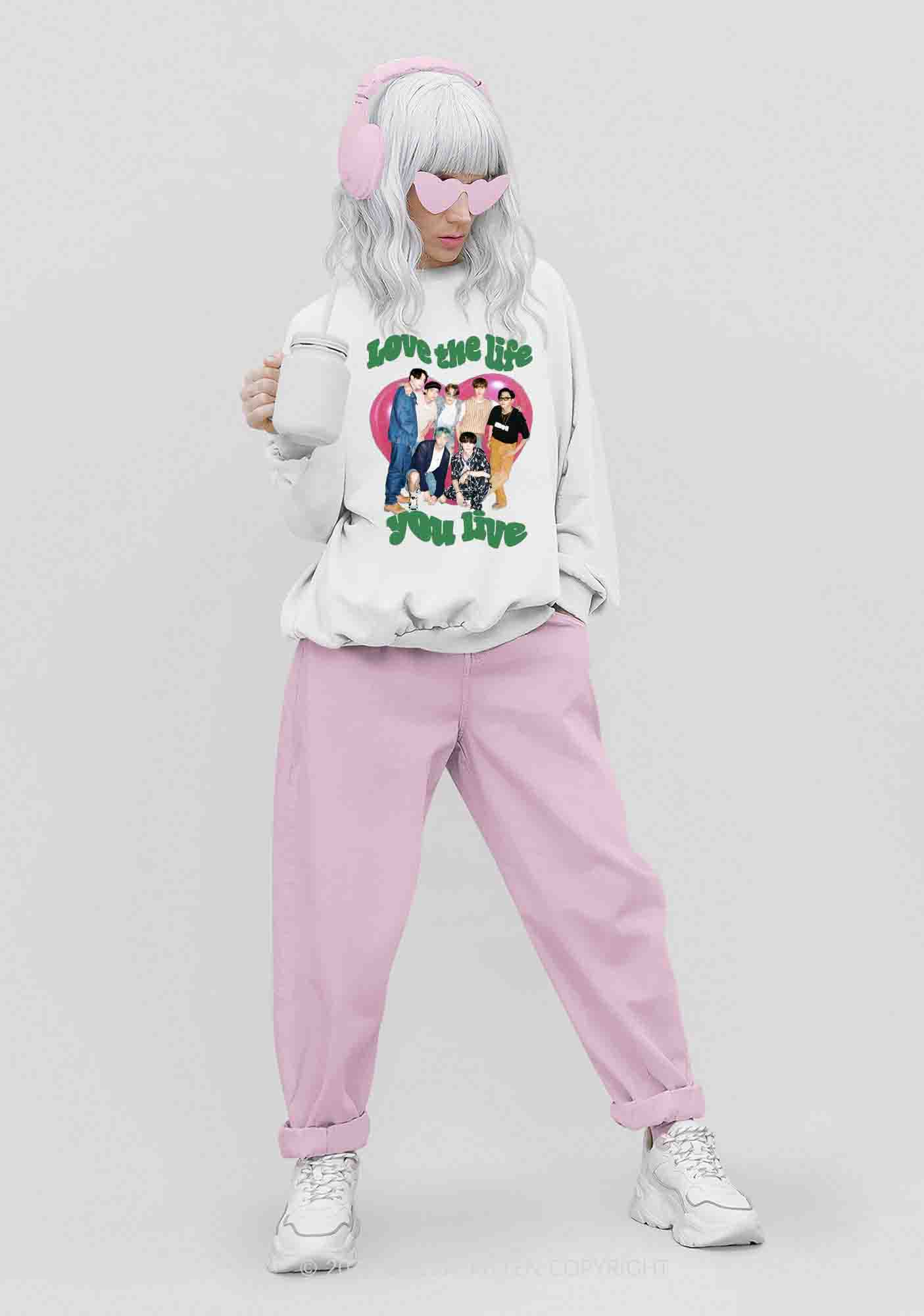 Love The Life You Live Kpop Y2K Sweatshirt Cherrykitten