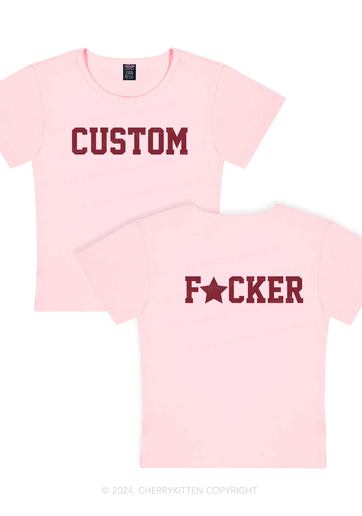 Custom fxcker Two Sides Y2K Baby Tee Cherrykitten