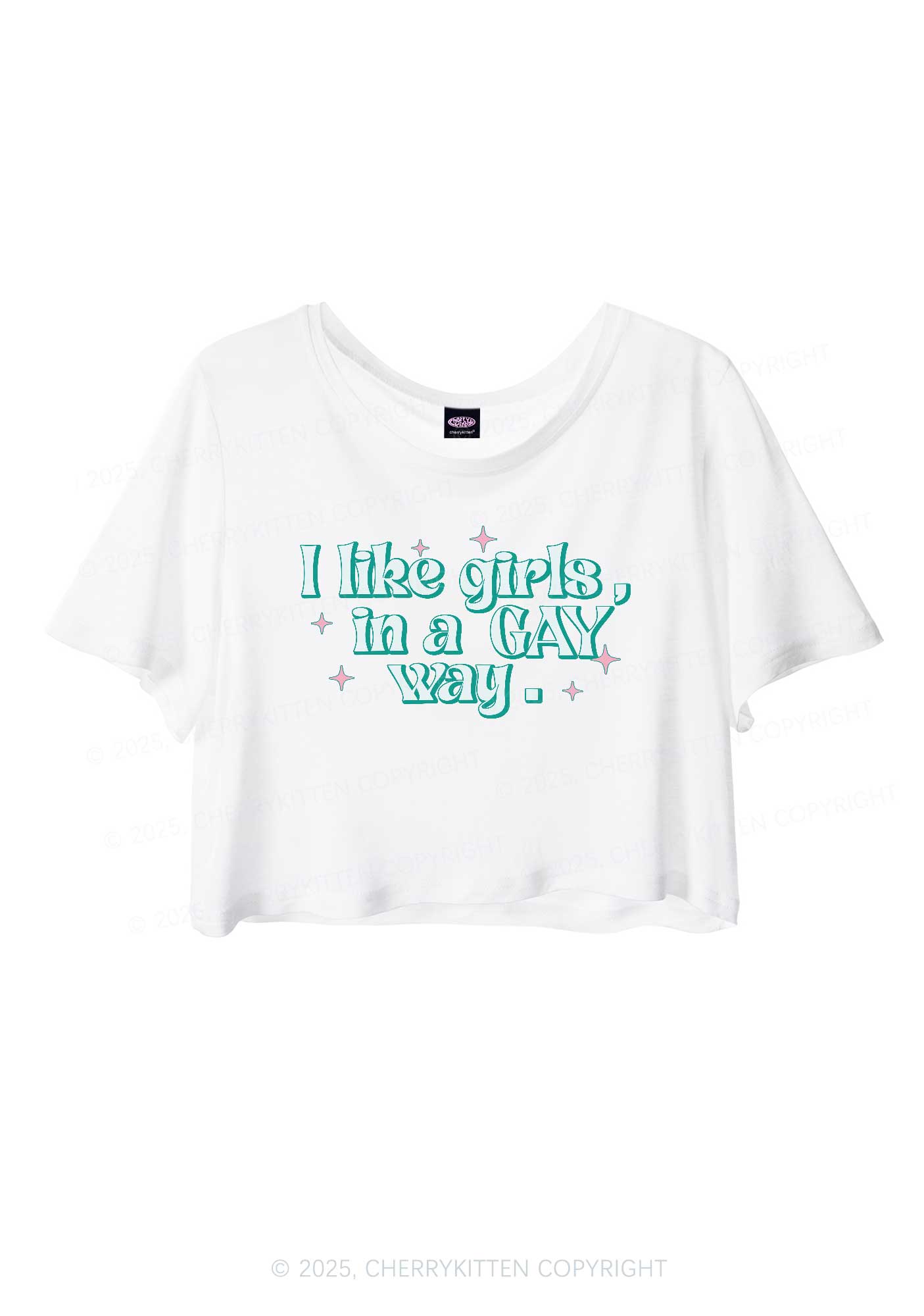 Like Girls In Gay Way Pride Y2K Sheer Crop Tee Cherrykitten