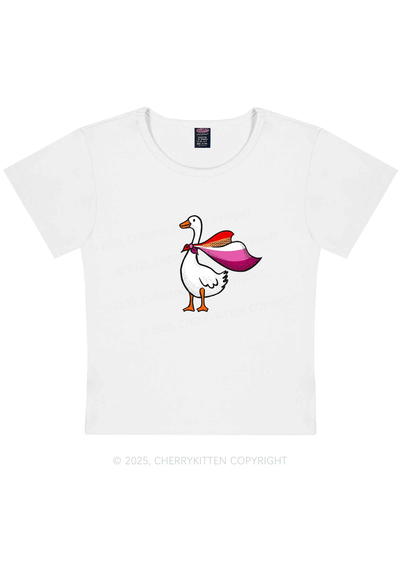 Lesbian Goose Pride Y2K Baby Tee Cherrykitten