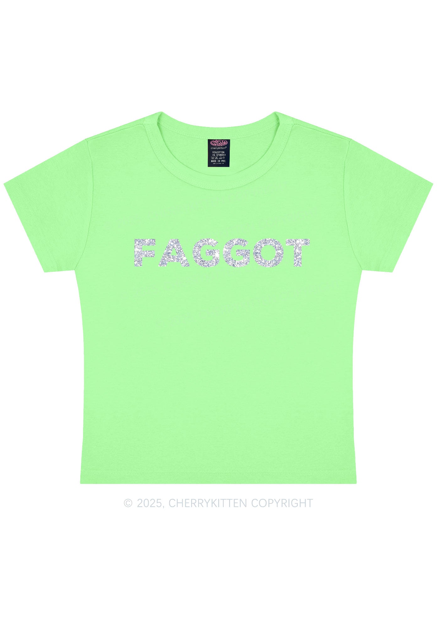 Glitter Faggot Pride Y2K Baby Tee Cherrykitten
