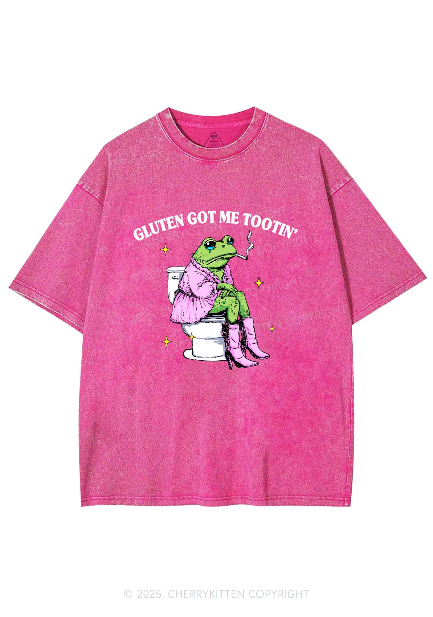 Gluten Got Me Tootin Y2K Shirts Washed Tee Cherrykitten