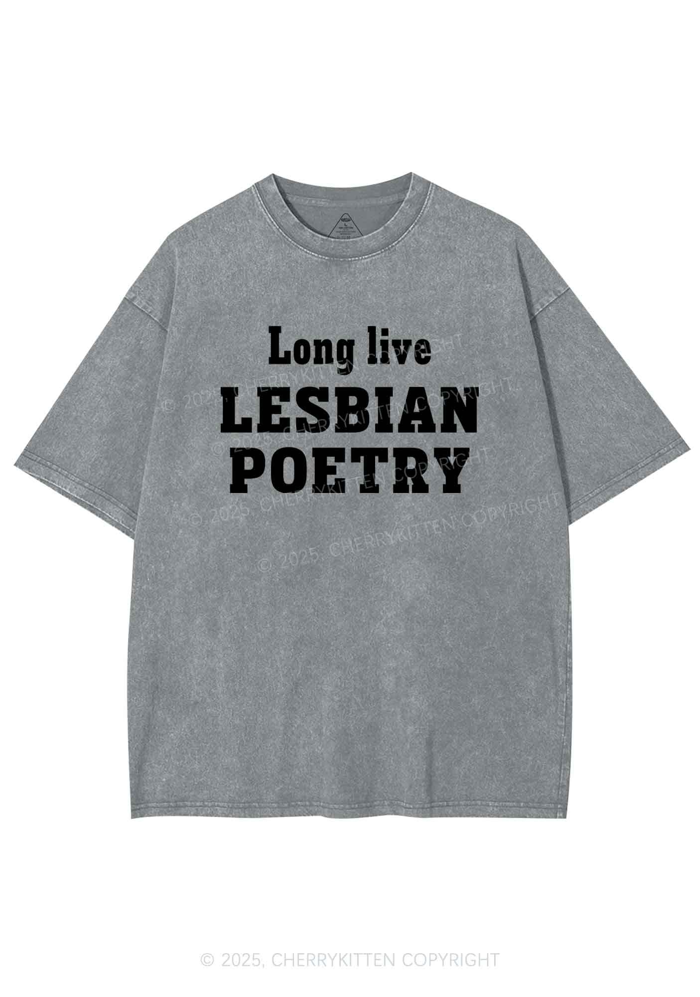 Lesbian Poetry Pride Y2K Shirts Washed Tee Cherrykitten