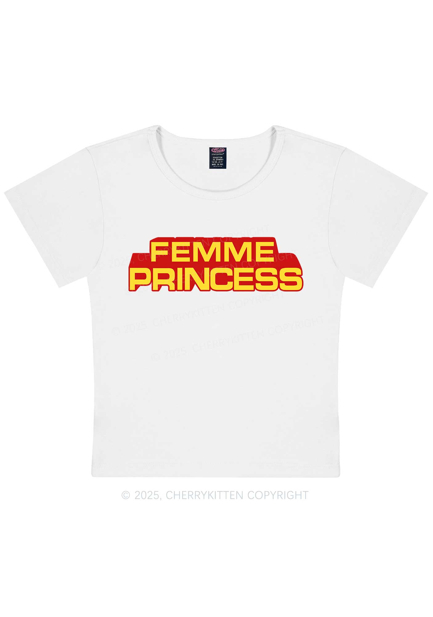 Femme Princess Pride Y2K Baby Tee Cherrykitten